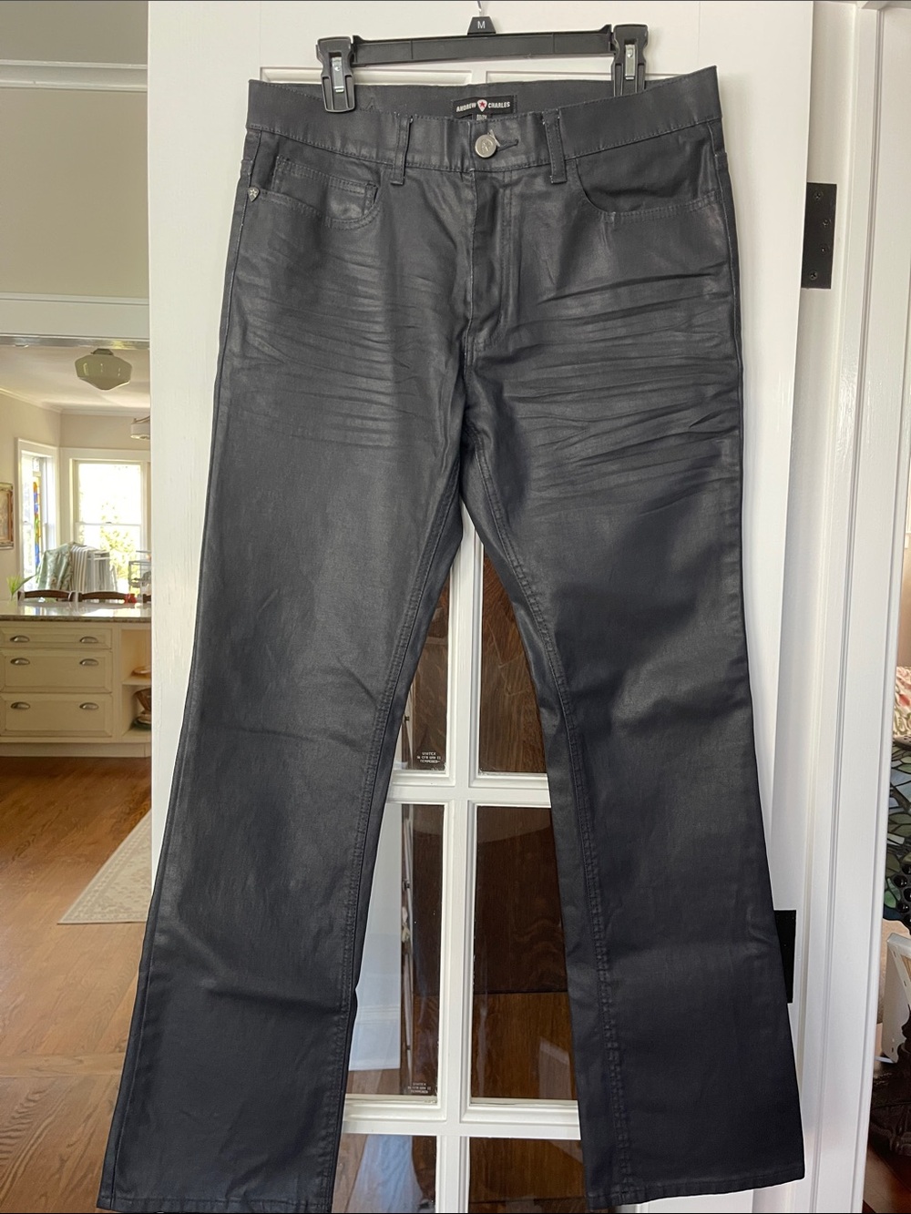 Andrew Charles Men’s Black Bootcut Coated Jeans Sz 32/32
